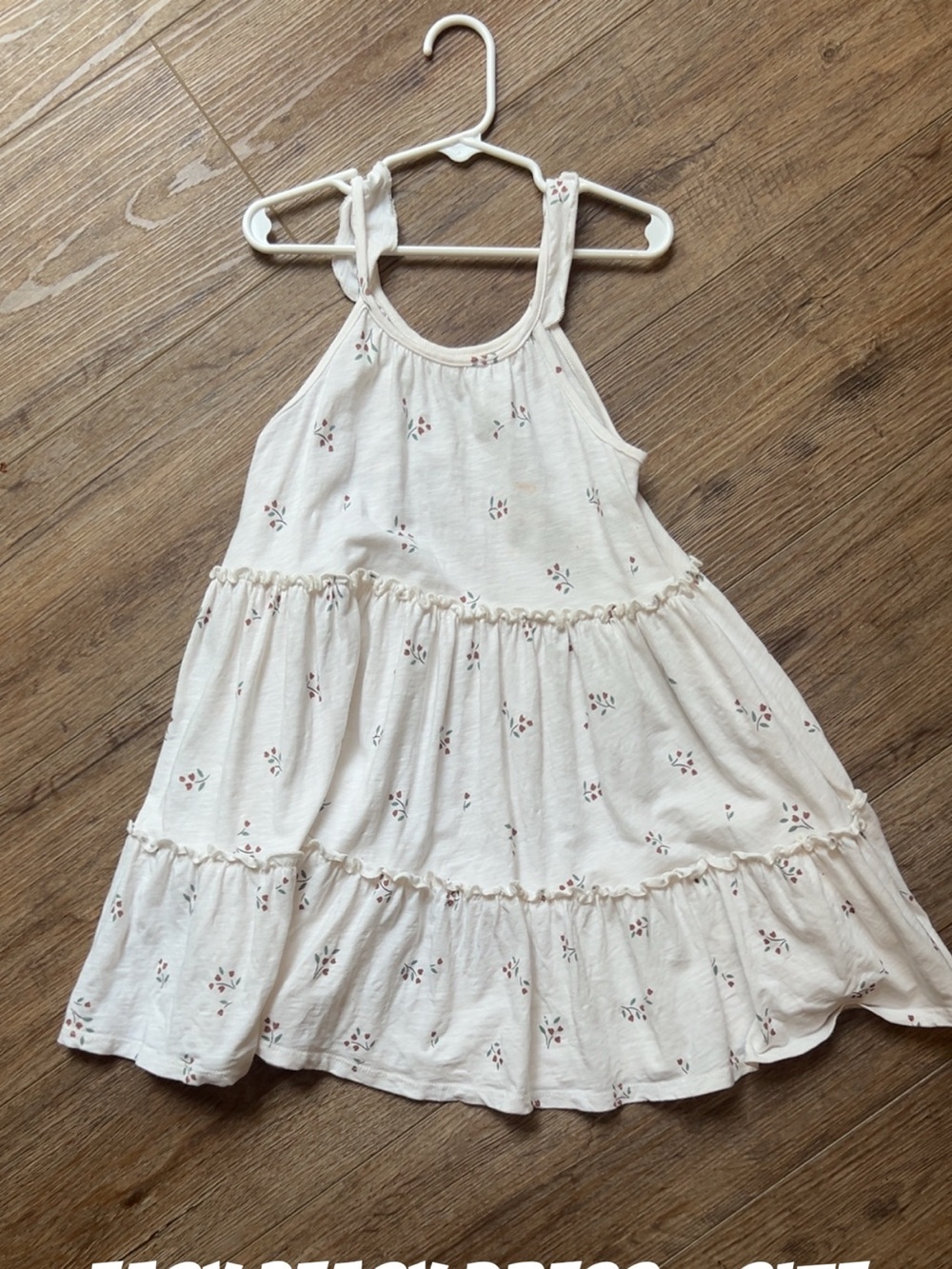 Girls' Cream Floral Tiered Sundress - Lightweight Halter